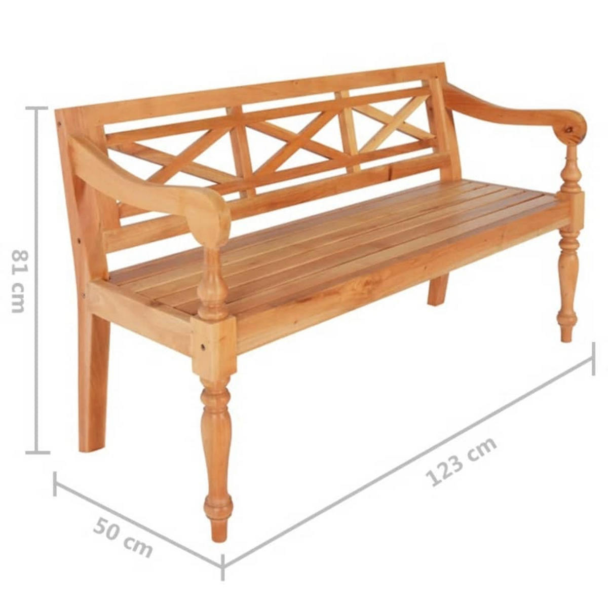 BATAVIA-BANK Hellbraun 123 Cm Massivholz Mahagoni - Braun, Holz (50/81/123cm) - vidaXL