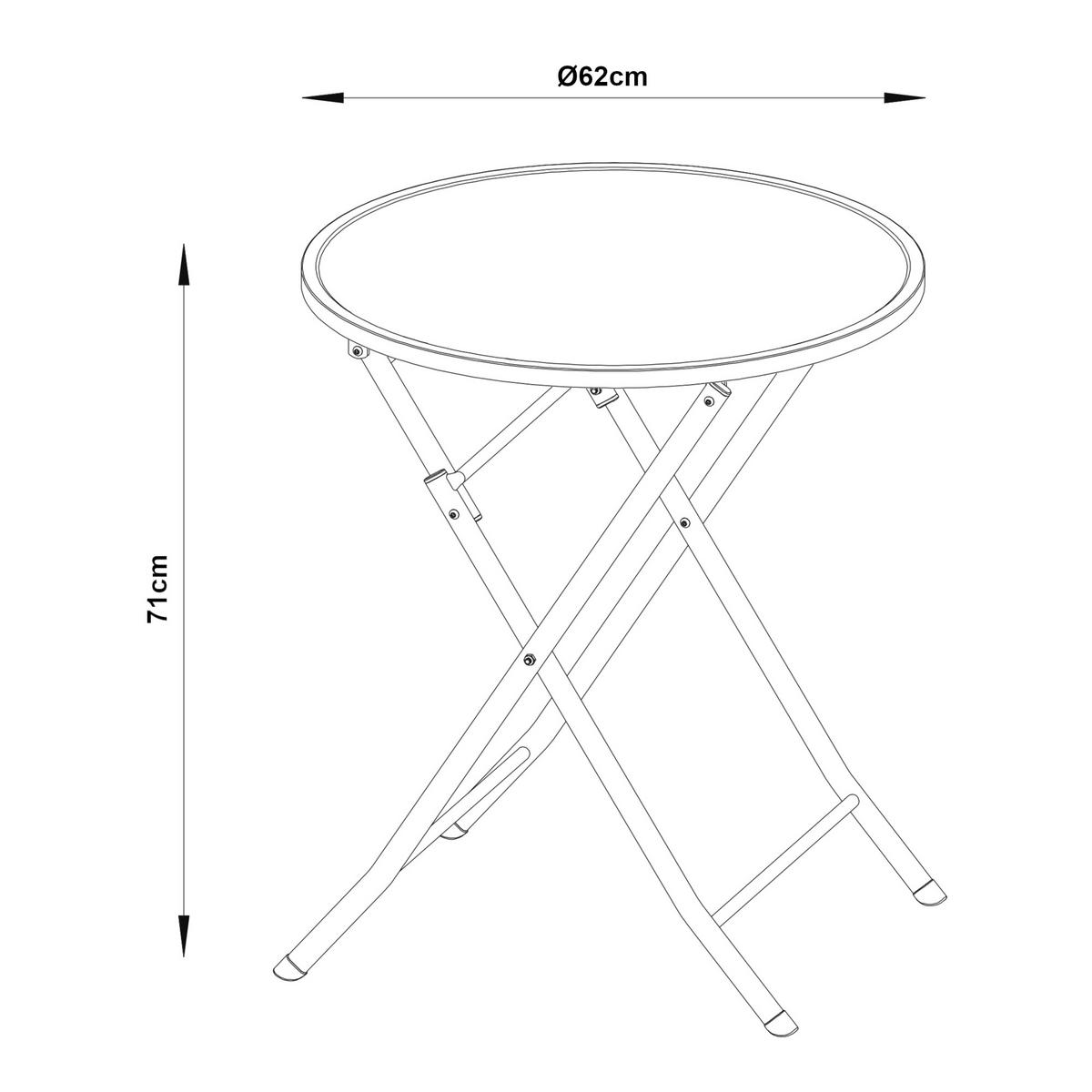 GARTENKLAPPTISCH Sande - Schwarz, Metall (62/62/71cm) - [en.casa]