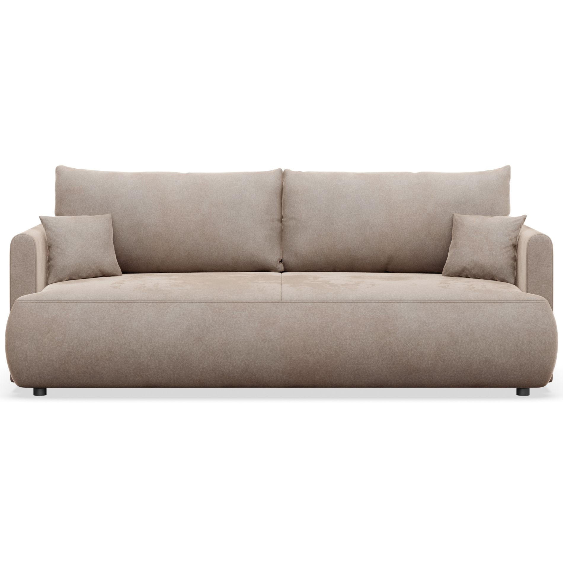 3-SITZER SOFA Ovo Mini Beige Velours Easy-Clean - Beige/Schwarz, Kunststoff/Textil (226/90/97cm) - Selsey
