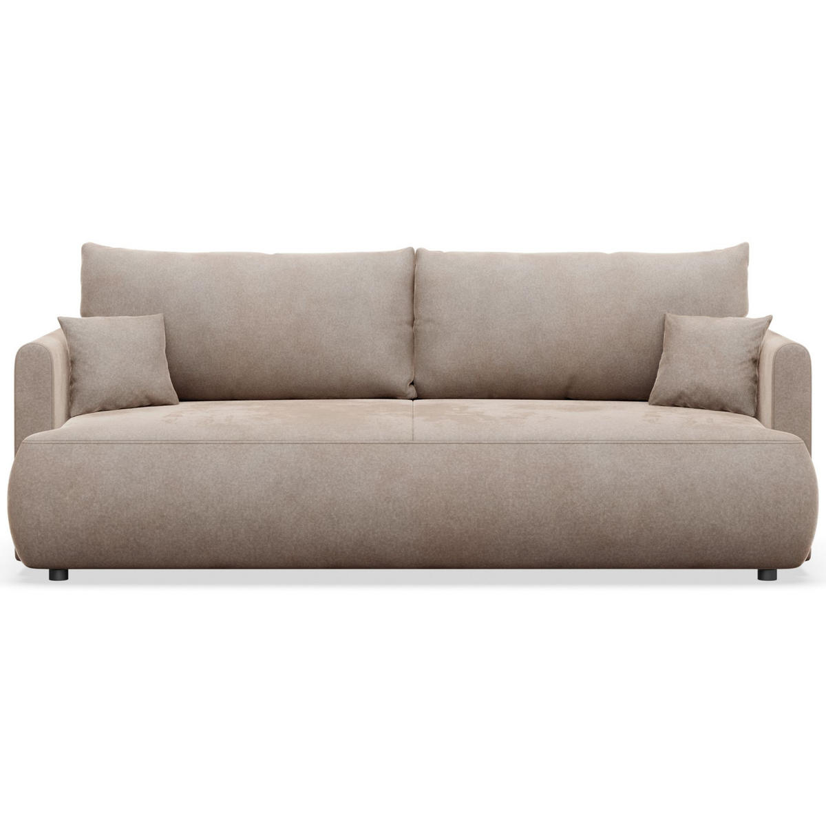 3-SITZER SOFA Ovo Mini Beige Velours Easy-Clean - Beige/Schwarz, Kunststoff/Textil (226/90/97cm) - Selsey