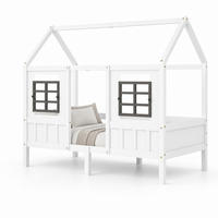 HAUSBETT 90/200 mit 2 Schubladen, Fenstern und Schutzgitter in Weiß - Weiß, Holzwerkstoff (90/200cm) - EVRYAE