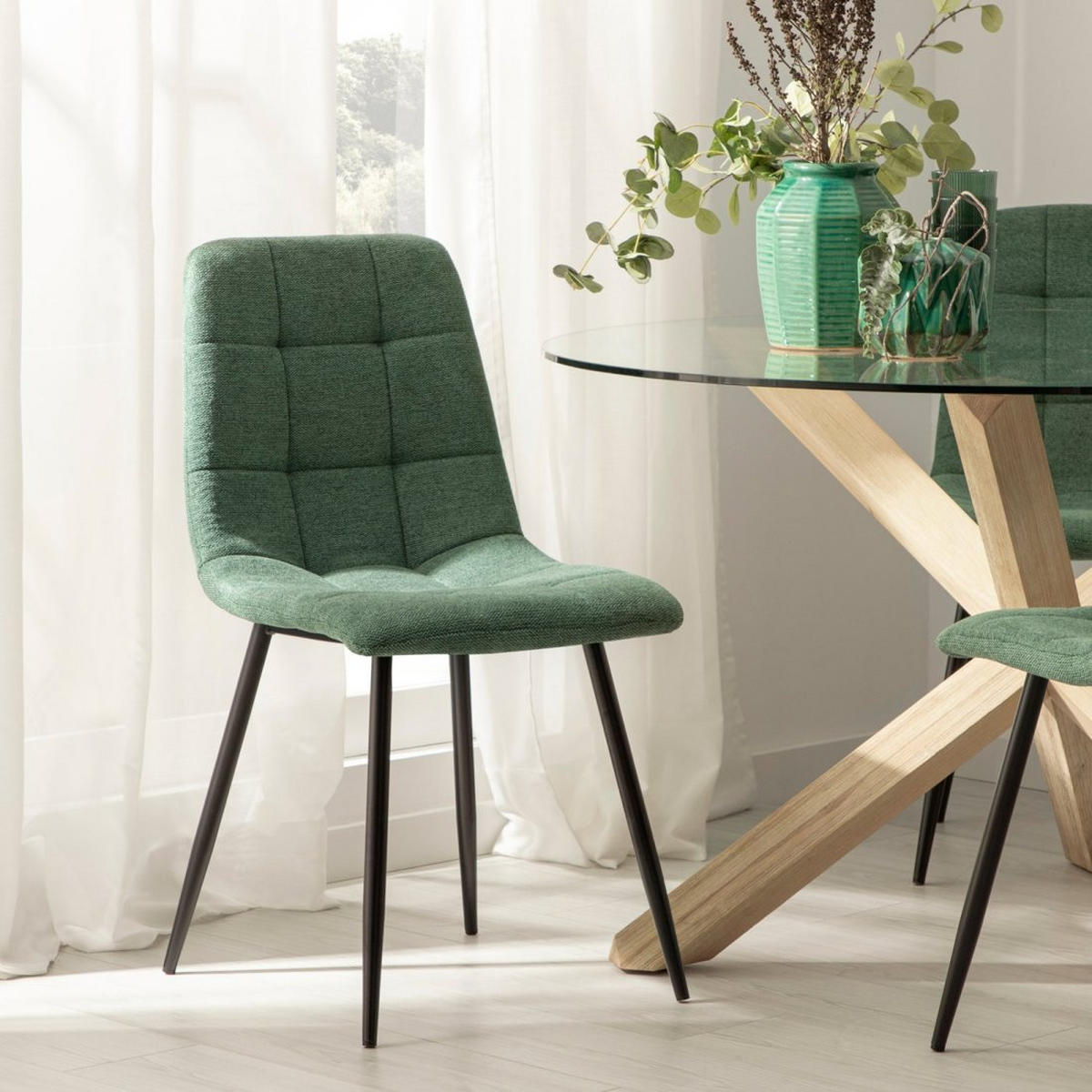 ESSZIMMERSTUHL Ailan Grün 43 cm x 88 cm 4er-Set - Grün, Textil (43/88/56cm) - Klast Home