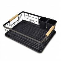 GESCHIRRABTROPFER mit Besteckbehälter 43/32/15 cm - Schwarz, Metall (32/15/43cm) - BOXIMO