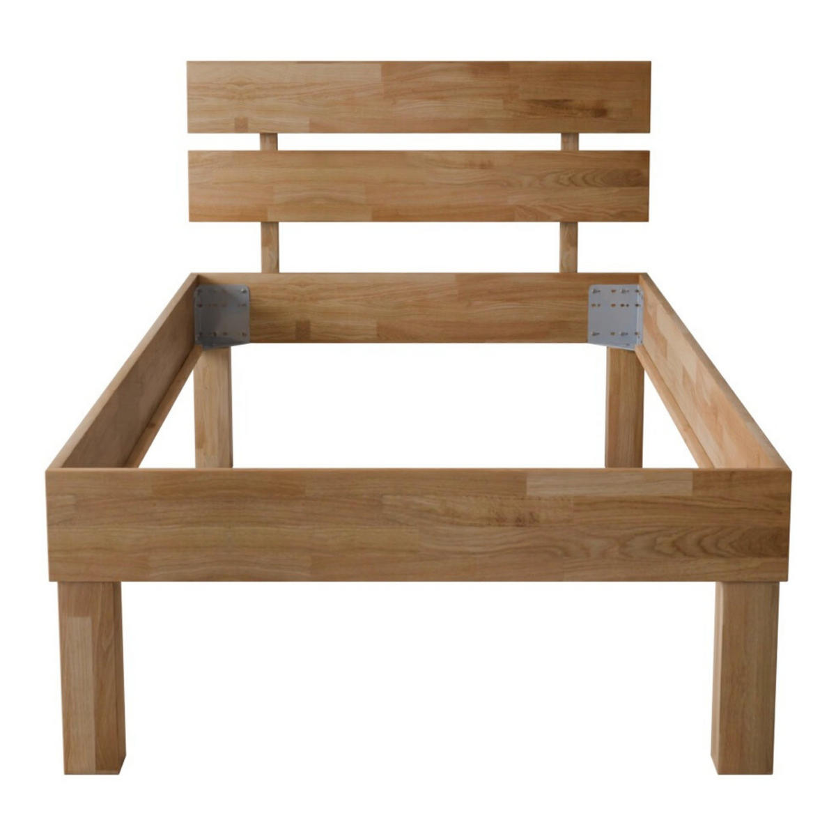 KOMFORTBETT 120/200 cm aus massiver Wildeiche - Braun, Holz (120/200cm) - MeinMassivholz