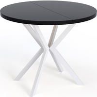 ESSTISCH Della runder ausziehbarer, Schwarz 120-200/120/76 - Schwarz/Weiß, Holzwerkstoff/Metall (120/120/76cm) - WFL GROUP