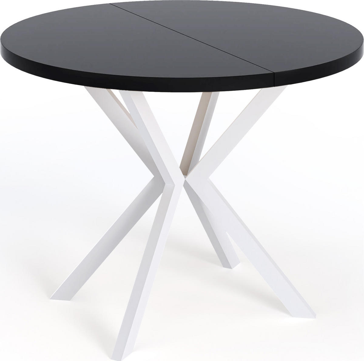 ESSTISCH Della runder ausziehbarer, Schwarz 120-200/120/76 - Schwarz/Weiß, Holzwerkstoff/Metall (120/120/76cm) - WFL GROUP