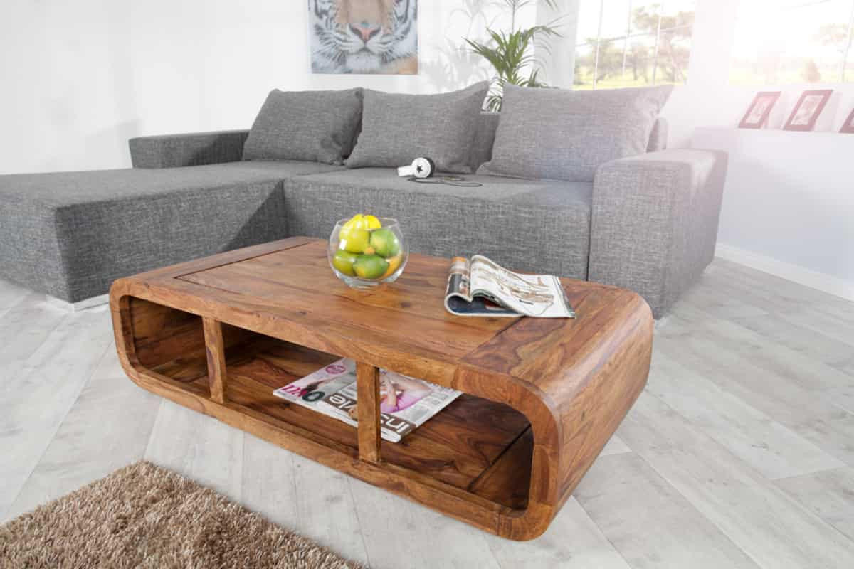 COUCHTISCH CURVED Sheesham rechteckig Braun|Natur 100cm - Schwarz/Braun, Holz (50/100/30cm) - riess-ambiente