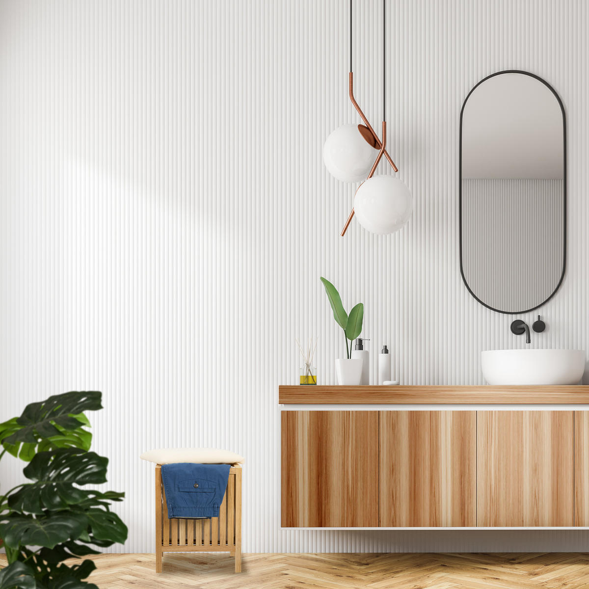 WÄSCHEKORB - Hellbraun, Holz/Textil (38/51/38cm) - Relaxdays