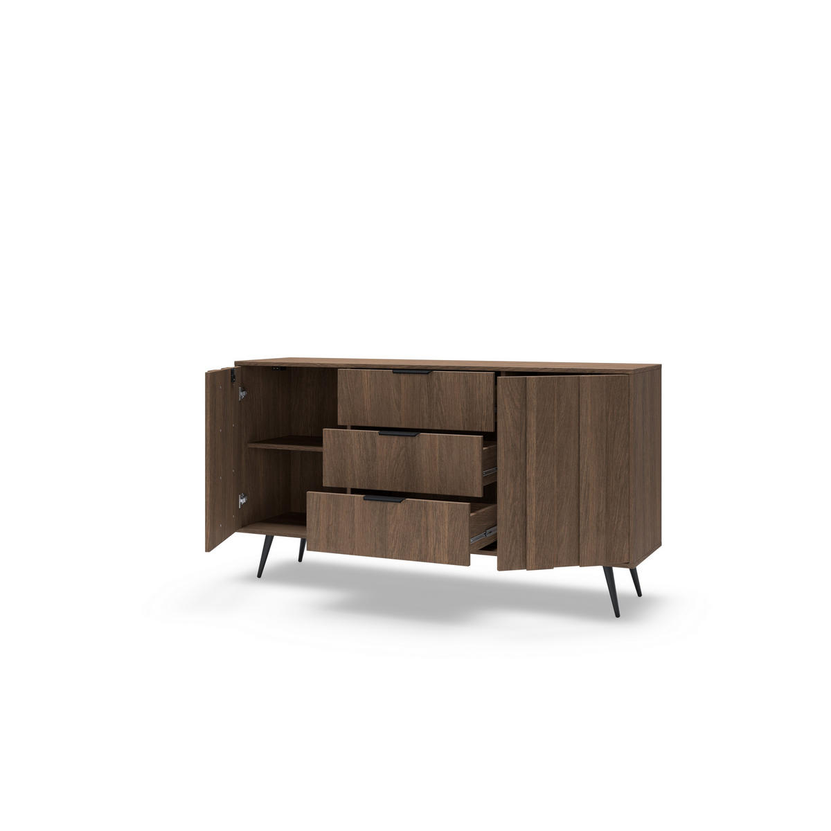 KOMMODE DAVANTI 153,5/82,6/40cm mit 3 Schubladen 2 Türen Eichefarben - Eichefarben, Holzwerkstoff (153.5/82.6/40cm) - MASSENO