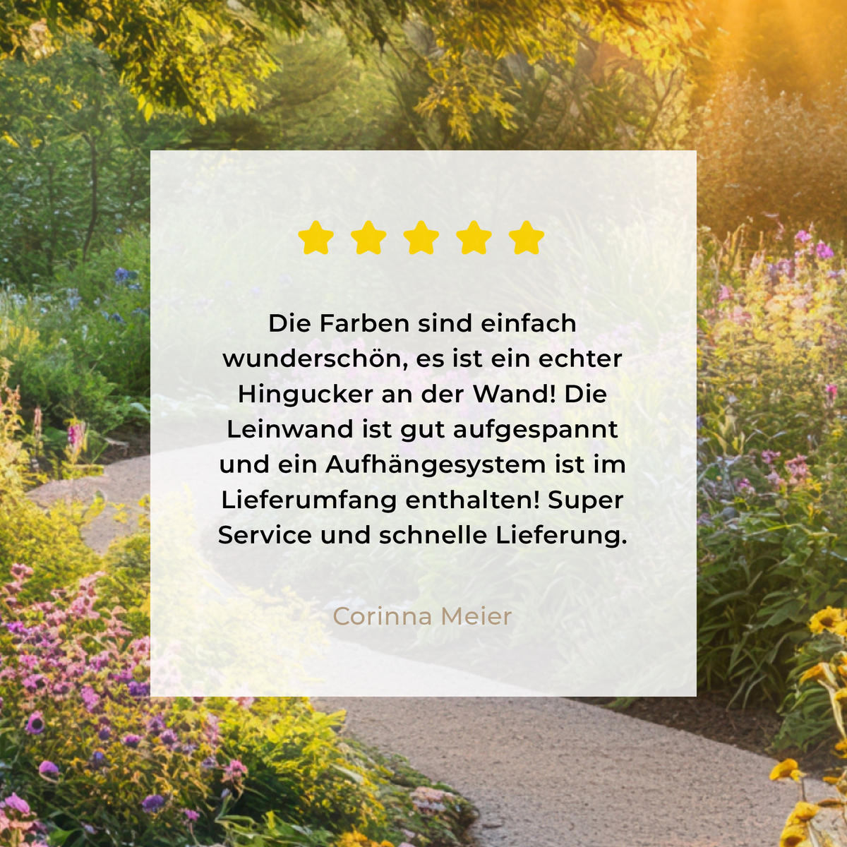 LEINWANDBILD Aussicht - Blumen - Natur - Sonne - Weg 20x20 cm - Hellgelb, Textil (20/20cm) - MuchoWow