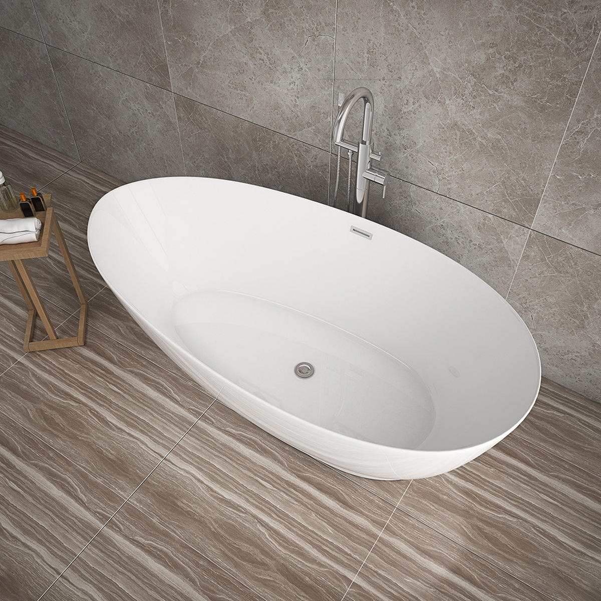 FREISTEHENDE BADEWANNE DELIA - Weiß, Keramik (180/58/90cm) - Home Deluxe