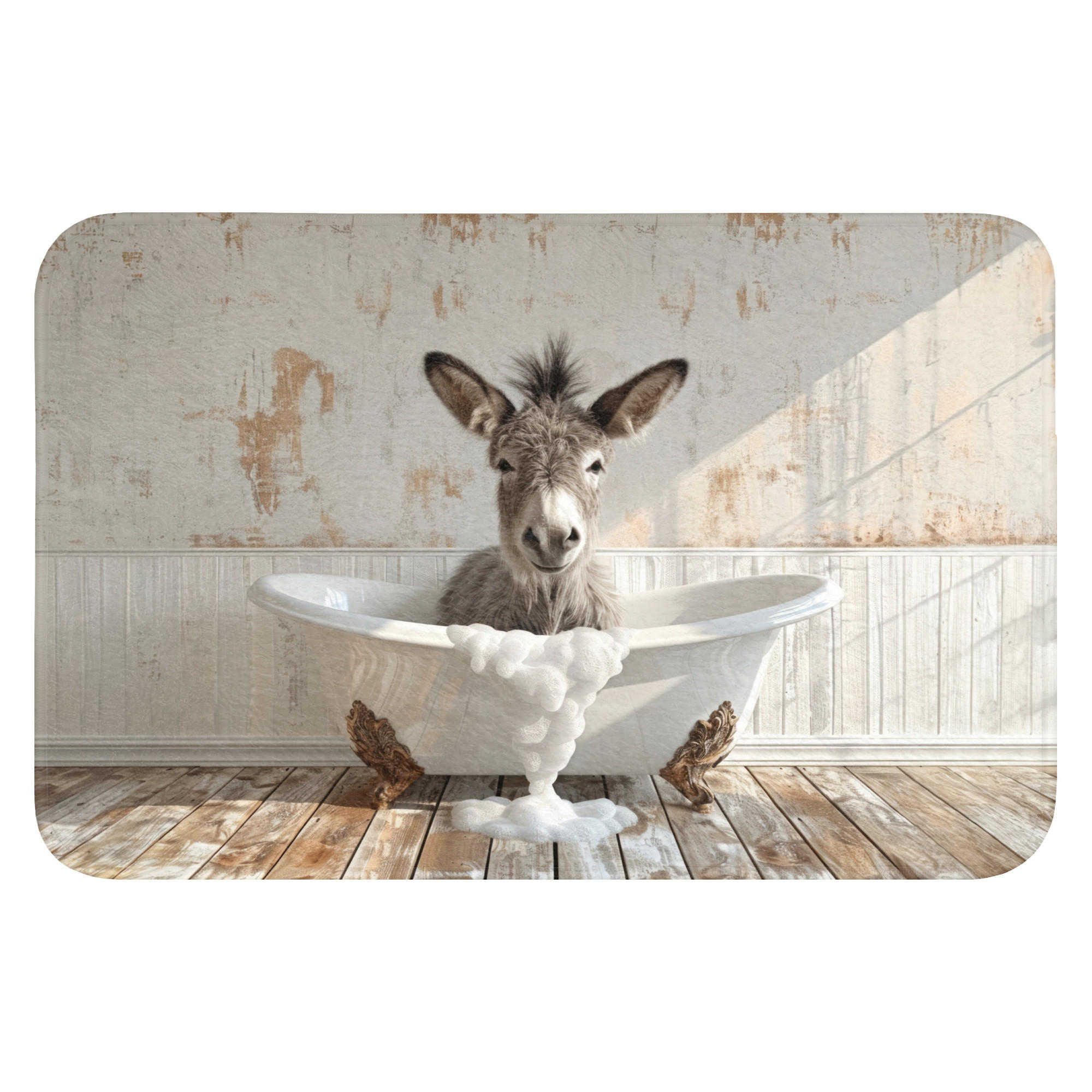 BADEMATTE Esel - Tiere - Badewanne - Schaumstoff Rutschfest 60x40 cm - Creme, Kunststoff/Textil (60/40cm) - OnlyWow