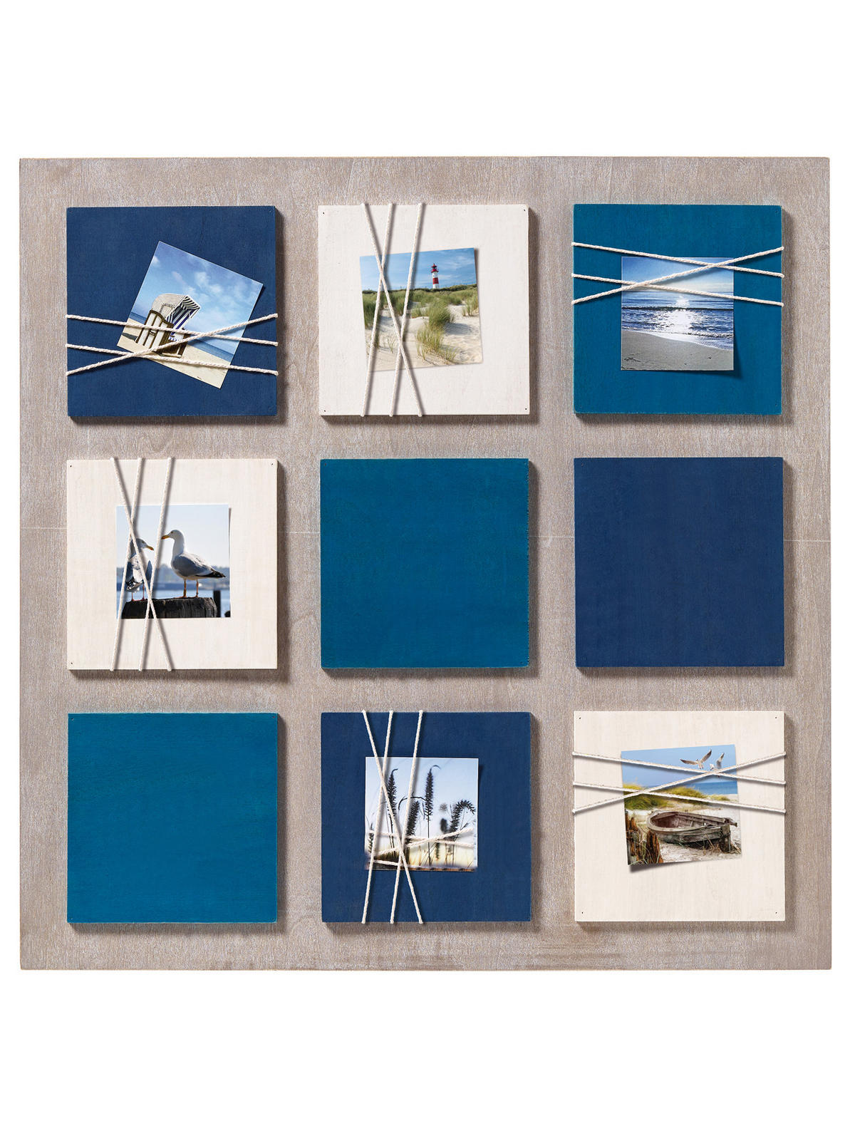 BILDERRAHMMEN La Casa Galerierahmen blau, für 6 Fotos 8x8 cm - Blau, Holzwerkstoff (58/58/1.5cm) - EMIX24