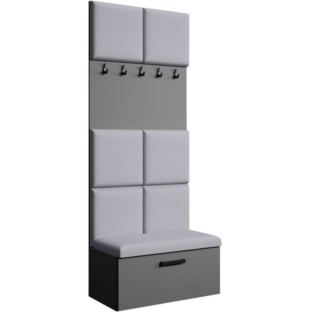 GARDEROBE Margaret I 81/203/43 gepolsterten Paneelen - Schwarz/Graphitfarben, Holzwerkstoff/Kunststoff (81/203/43cm) - Beautysofa