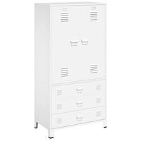 KLEIDERSCHRANK mit 2 Schubladen, 90/50/180 cm, aus Metall, Weiß, im Industriestil, 2-türig - Weiß, Metall (90/180/50cm) - vidaXL
