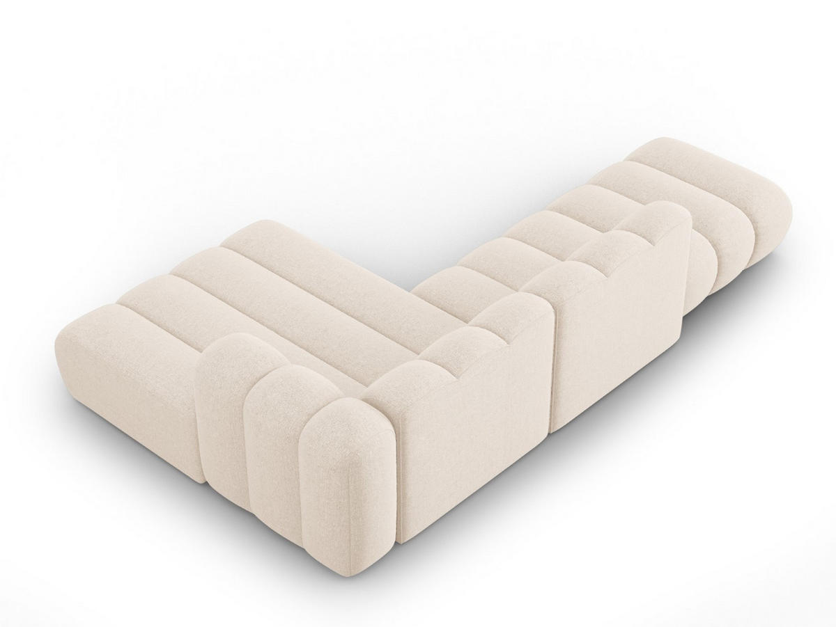 ECKSOFA modular rechts Lupine aus Chenille-Stoff leichtes beige 5 Sitzplätze - Creme, Textil (177/299cm) - Micadoni