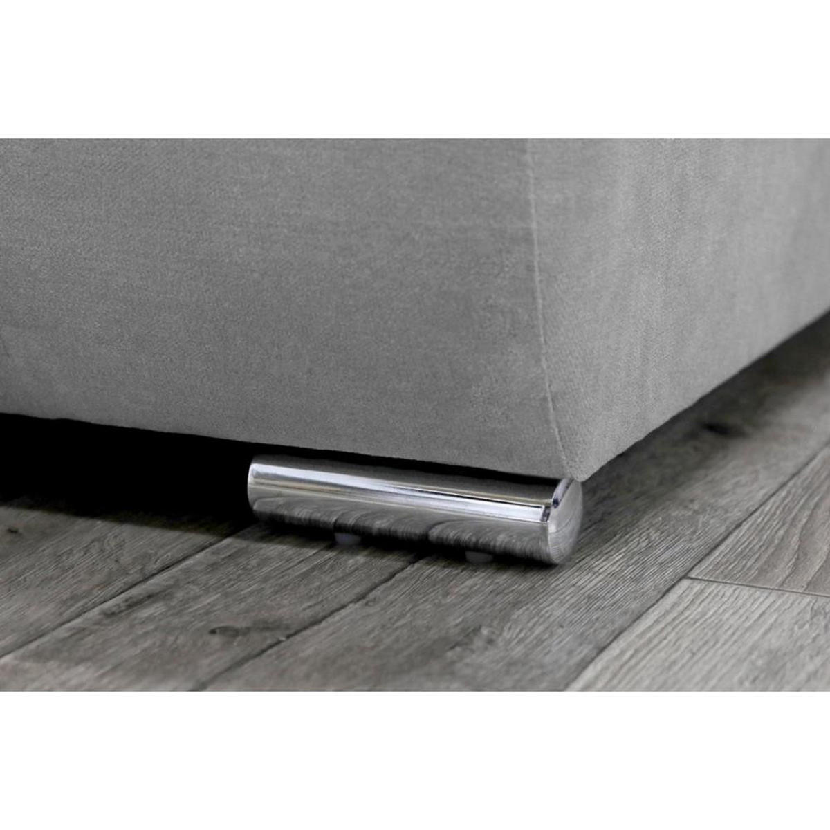 ECKSOFA Draco L hellgrau rechts - Chromfarben/Hellgrau, Textil/Metall (267/186cm) - Beautysofa