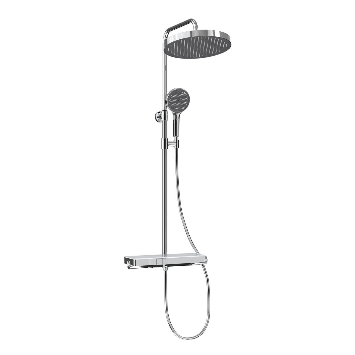 ÜBERKOPFBRAUSESET mit Thermostat Drei Wasserauslassmethoden Chrom - Chromfarben, Metall (13.5/106/44.6cm) - EMKE