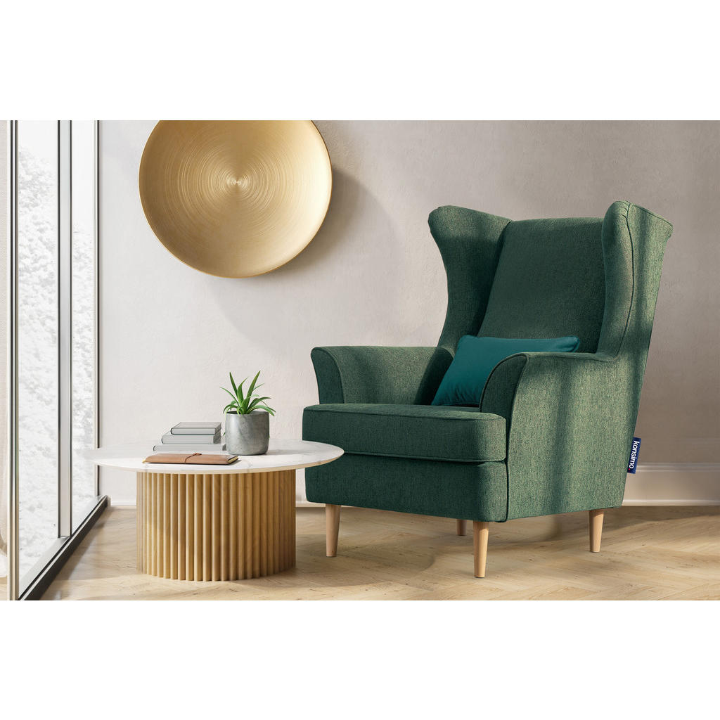 Thumbnail - Konsimo® Ohrensessel, Blau, Grün, Beige, Textil, 82x108x80 cm, Wohnzimmer, Sessel, Polstersessel