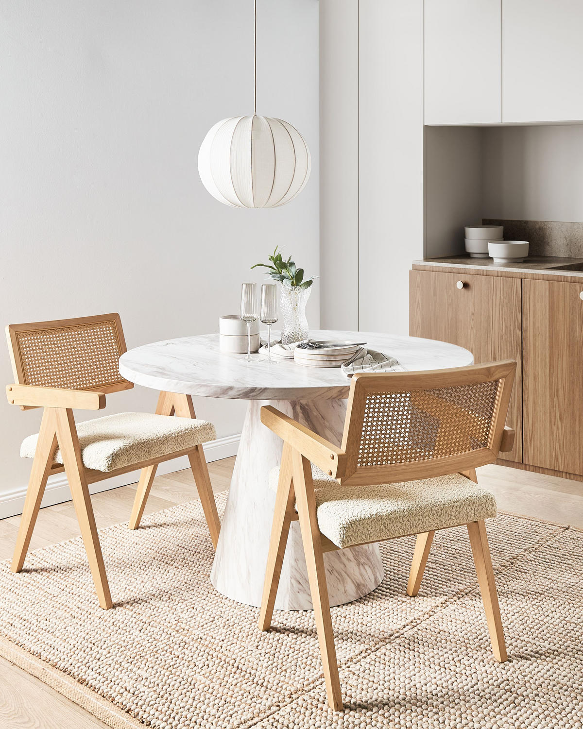 ESSZIMMERSTUHL 2er-Set Hellbeige Ava - Beige/Braun, Holz (55/85/62cm) - Beliani