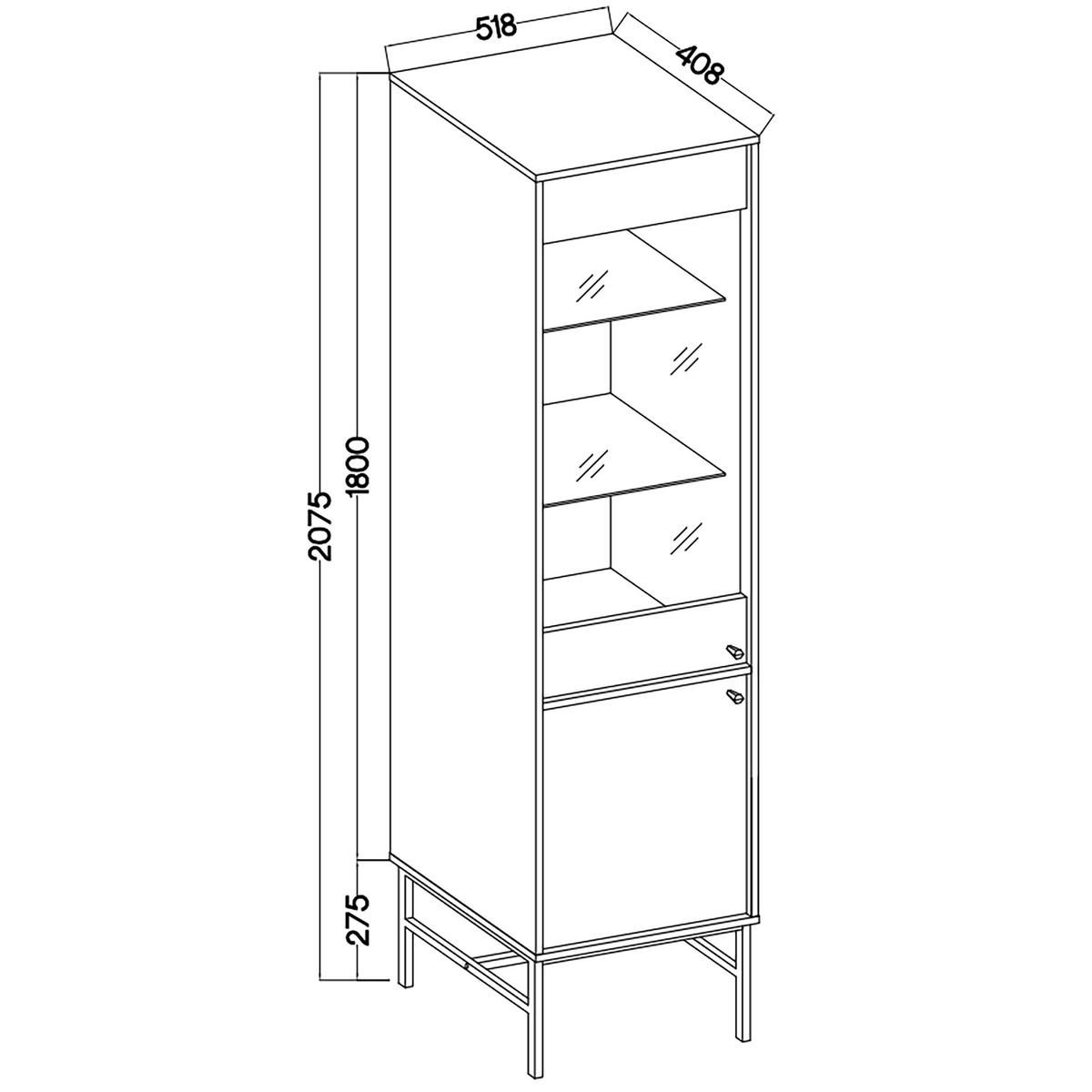 VITRINE in Graphitfarben - Graphitfarben, Holzwerkstoff (51.8/207.5/40.8cm) - MASSENO