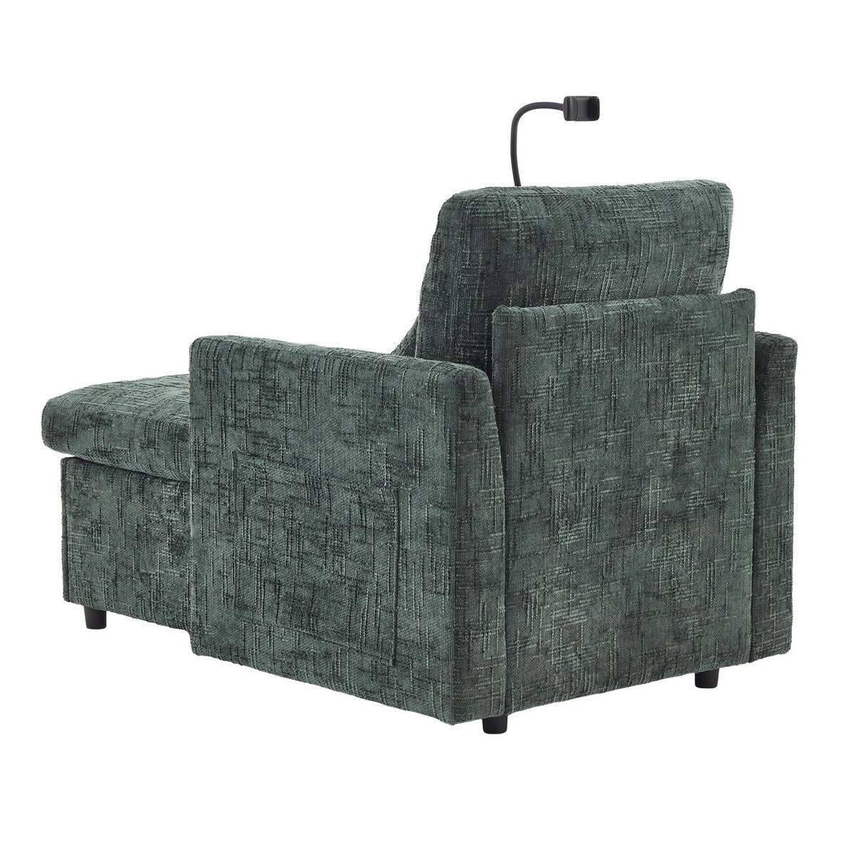 SCHLAFSOFA in Smaragdgrün aus Chenille mit Handyhalterung & Stauraum - Grün, Textil (84.5/87/125cm) - Urban Meuble