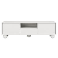 LOWBOARD Adel mit 2 Türen 1 Schublade und runden Füßen, 154 cm, Griffloss, Weiß - Weiß, Holzwerkstoff (154/46/38cm) - Beautysofa
