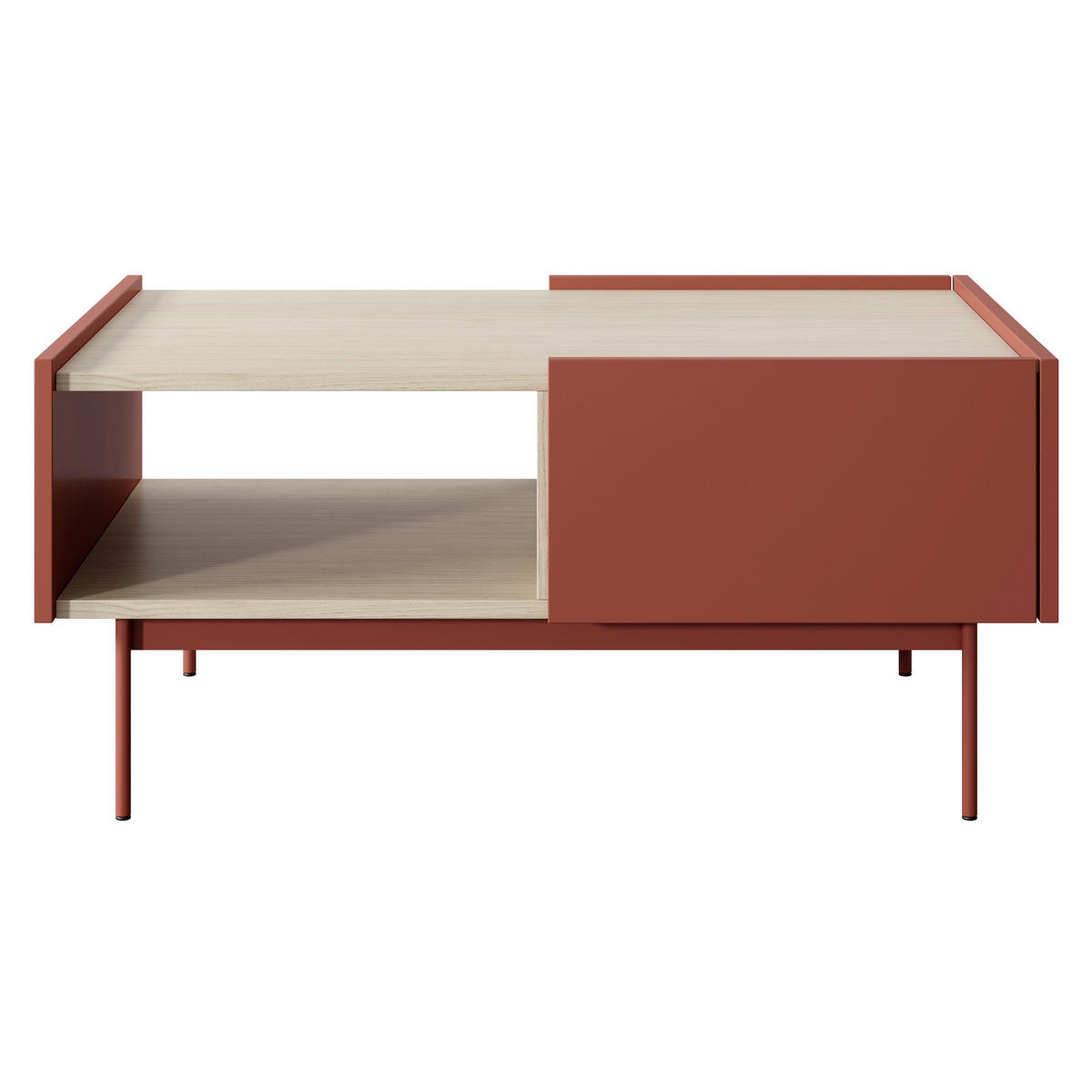 COUCHTISCH KELOWNA STO1-3S System der leisen Schließung der Fronten, Rot - Rot, Holzwerkstoff/Kunststoff (65/97/45cm) - Komodee