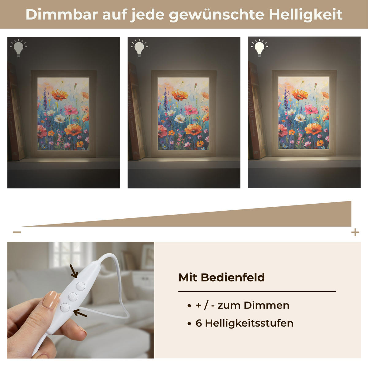 NÁSTĚNNÁ LAMPA Květiny - Příroda - Akvarel - Umění 15x20 cm - různobarevná, kompozitní dřevo (15/20/8cm) - OnlyWow