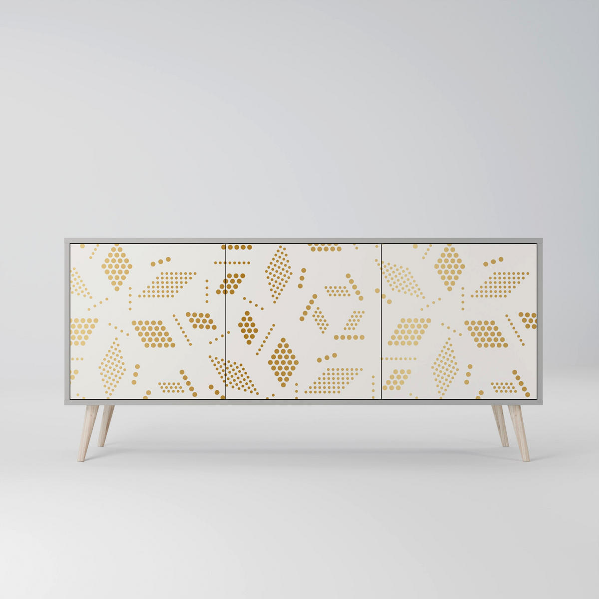 SIDEBOARD SPOTTED DAZE, Eicheneffekt, 164,5x42x77,5 cm, 3 Türen - Eichefarben/Buchefarben, Holzwerkstoff/Buchenholz (164.5/77.5/42cm) - SpaceRebels