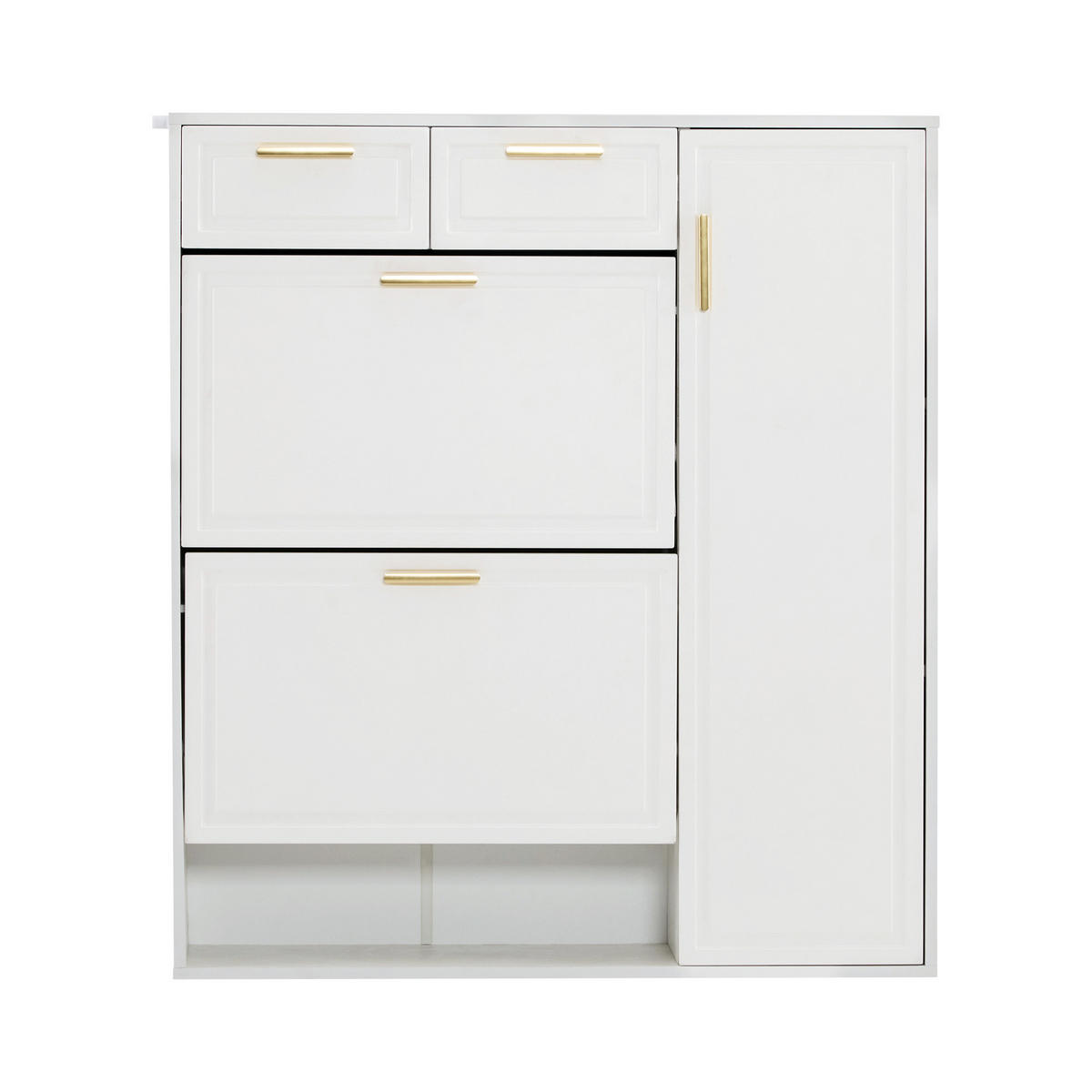 SCHUHSCHRANK mit verstellbaren Regalen und Schubladen, Weiß - Weiß, Holzwerkstoff (24/107/95cm) - Urban Meuble