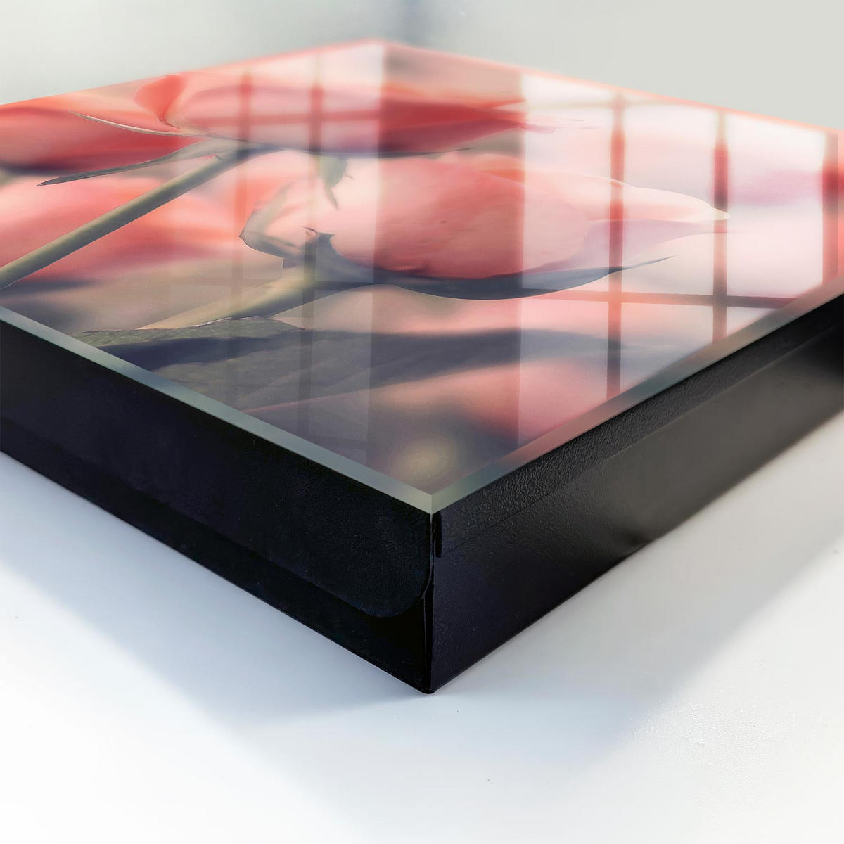 SCHLÜSSELBOX Schwarz 30x30 cm- Türöffnung nach rechts - Zarte Blüten - Pink, Metall (30/30/5cm) - TULUP