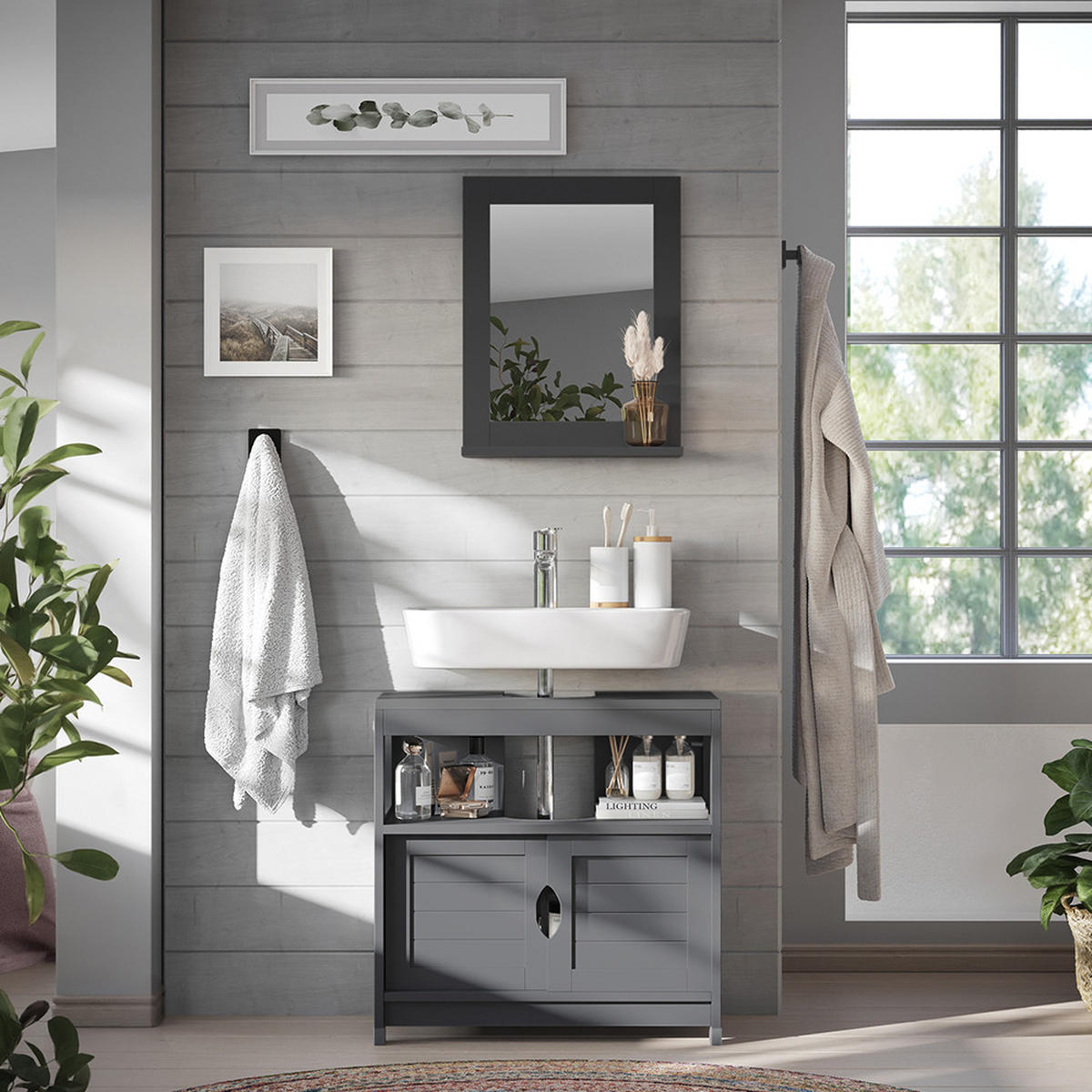 KOUPELNOVÝ NÁBYTEK Vilda Šedá - šedá, kompozitní dřevo (60/60/30cm) - Vicco