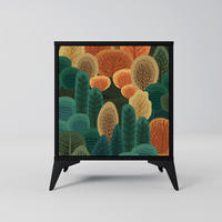 SIDEBOARD AUTUMN KALEIDOSCOPE, Schwarz, 57,5x42x70,5 cm, Schwarze Metall-Sternfüße - Multicolor/Schwarz, Holzwerkstoff/Metall (57.5/70.5/42cm) - SpaceRebels