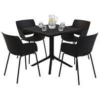 GARTENMÖBEL-SET Hanna 4 Stühle 196x80x80cm Kunststoff Schwarz Balkonset - Schwarz, Kunststoff - DELUKE