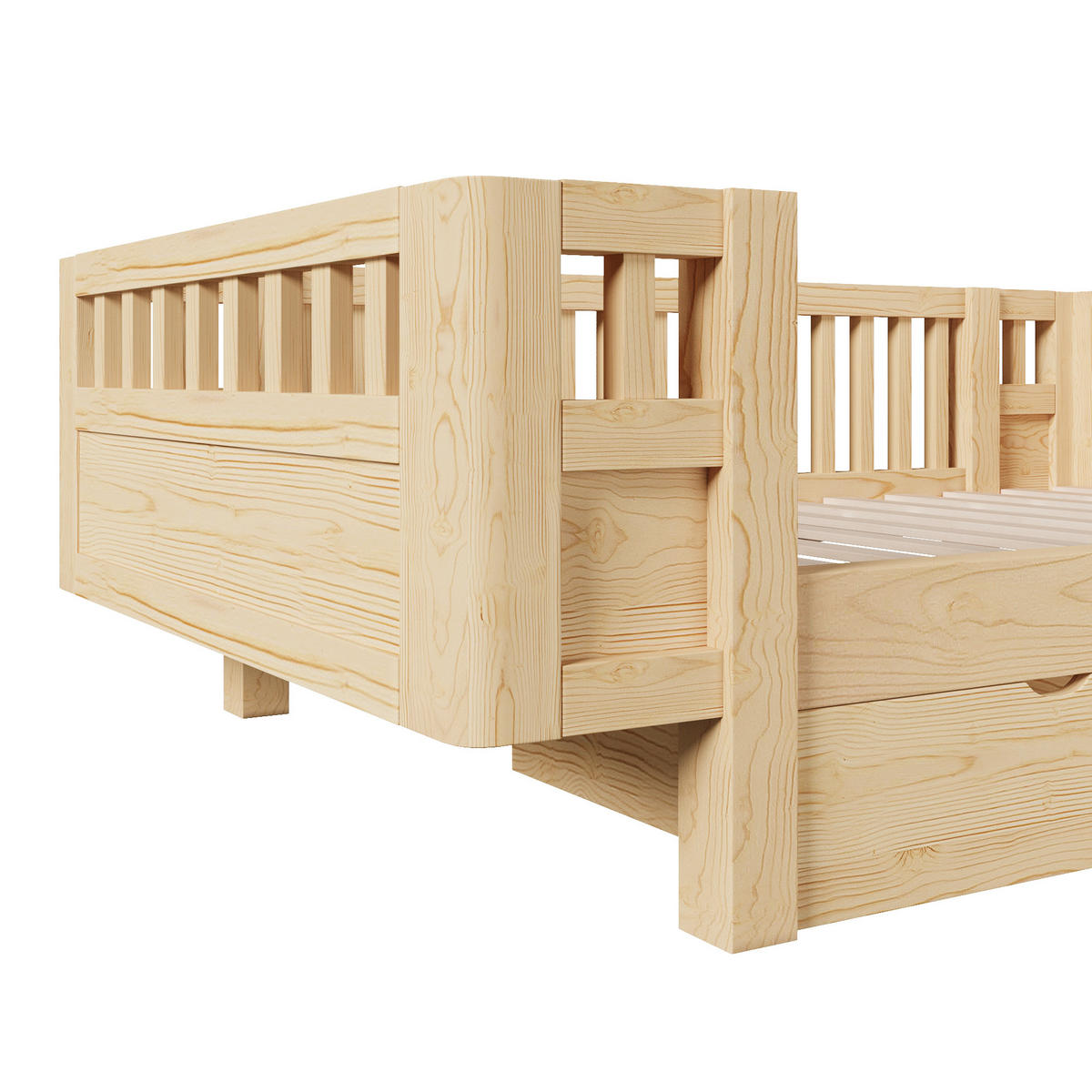 KINDERBETT 90/200 cm in Holzfarbe mit 2 Schubladen Massivholz Skandinavisches Design - Naturfarben, Holzwerkstoff (90/200cm) - STILVORA