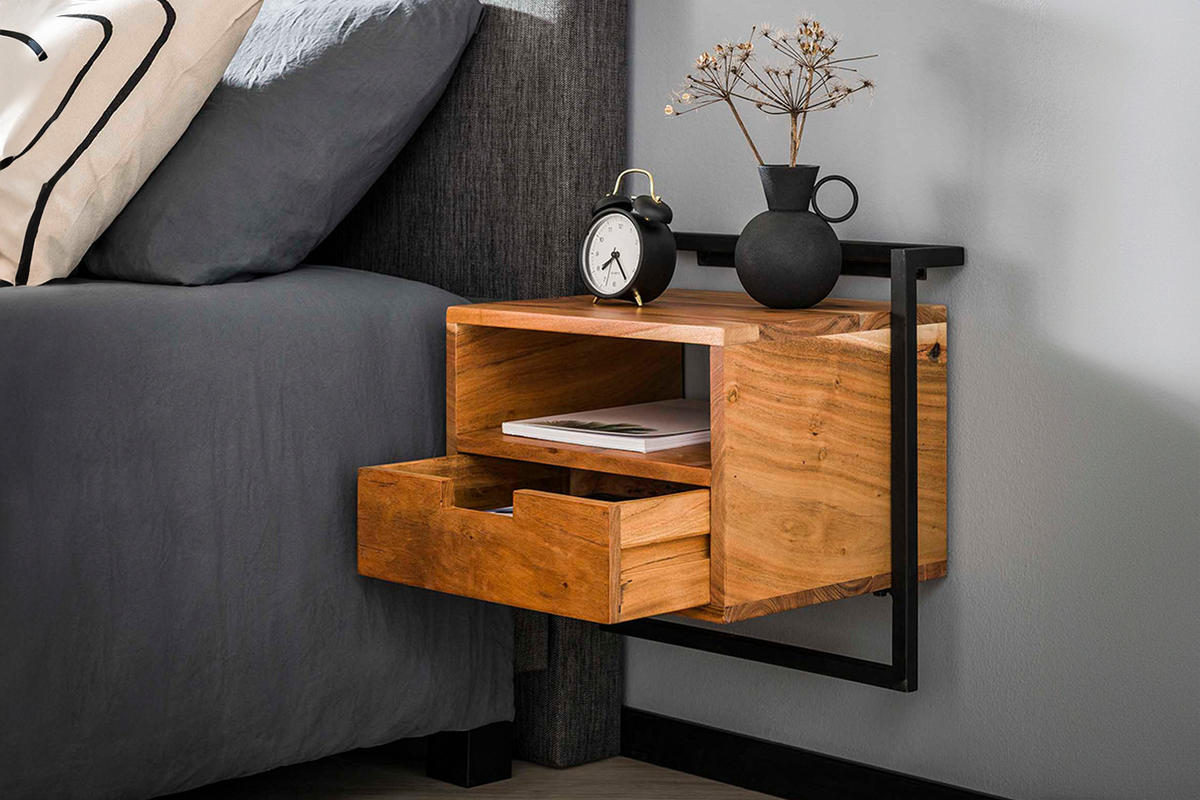 NACHTTISCH AIDY Holz Akazie - Braun, Holz (44/45/35cm) - KAWOLA