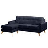 ECKSOFA mit Longchair - Strukturstoff - Dunkelblau, Textil (208/150cm) - home24