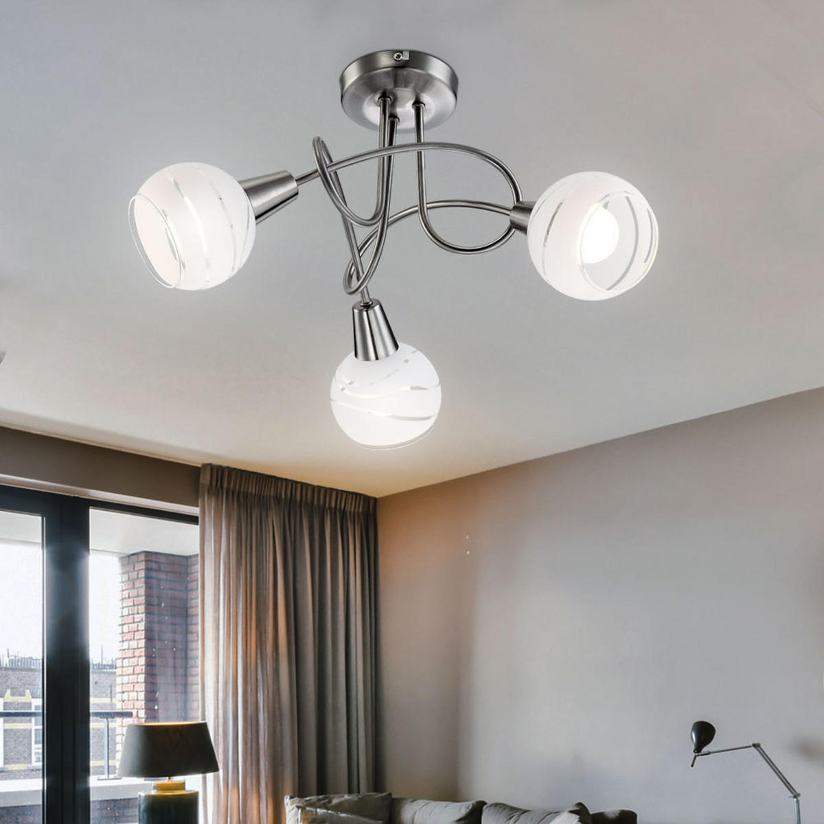 LED DECKENLEUCHTE Metall Silber gemustert - Silberfarben, Glas (39/39/24.6cm)