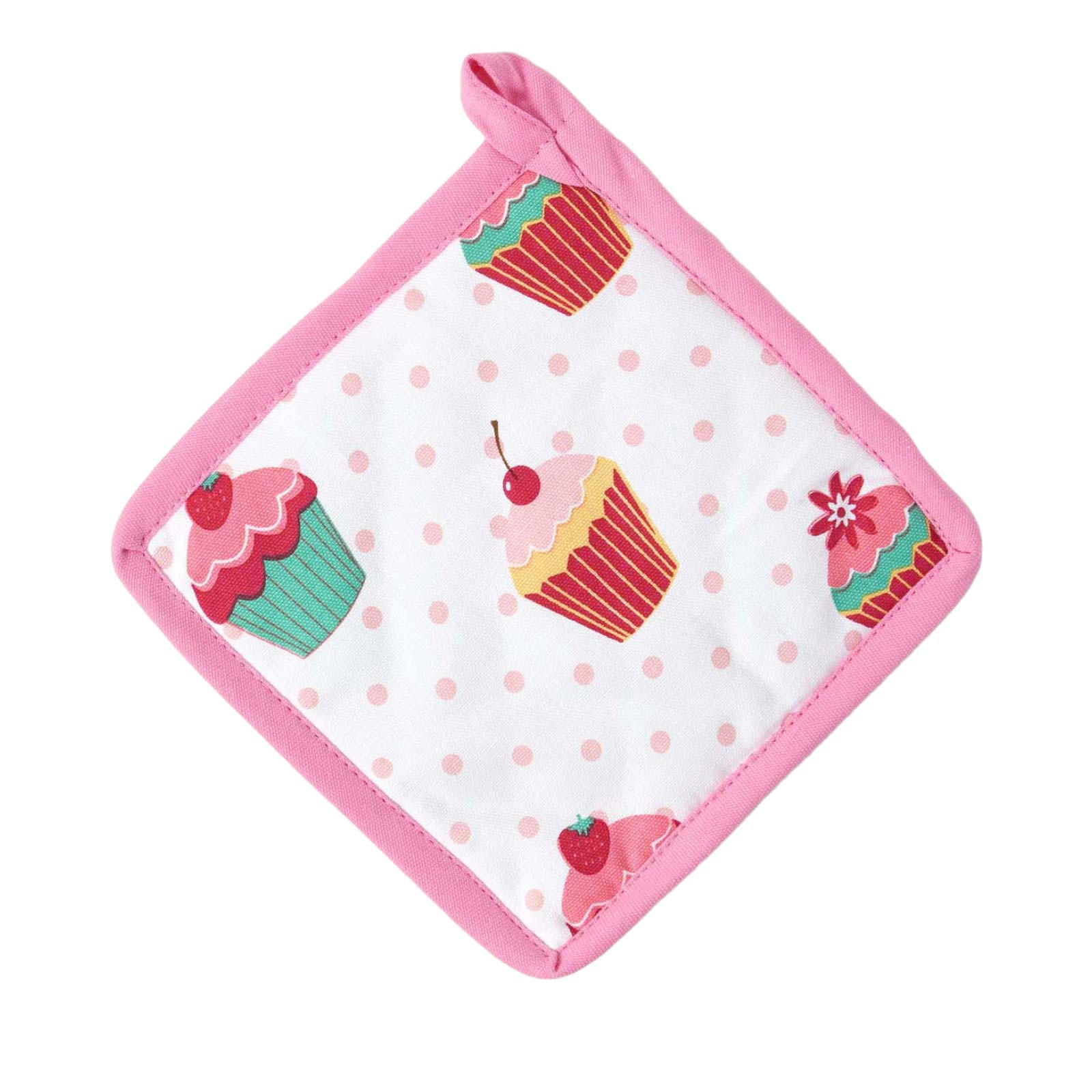 TOPFLAPPEN Cupcakes 20/20 cm, Baumwolle wattiert - Rosa, Textil (20/20cm) - Homescapes
