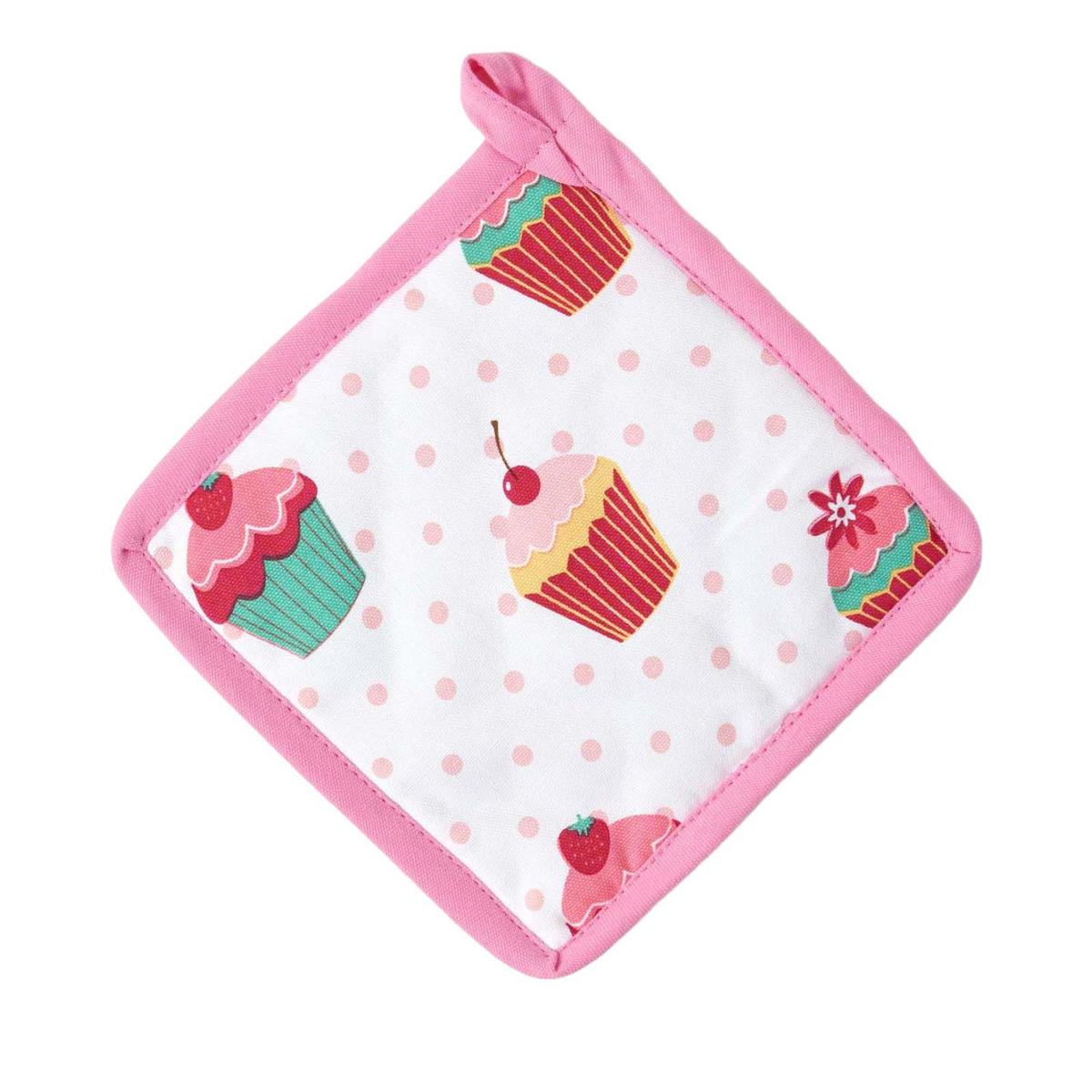 TOPFLAPPEN Cupcakes 20/20 cm, Baumwolle wattiert - Rosa, Textil (20/20cm) - Homescapes