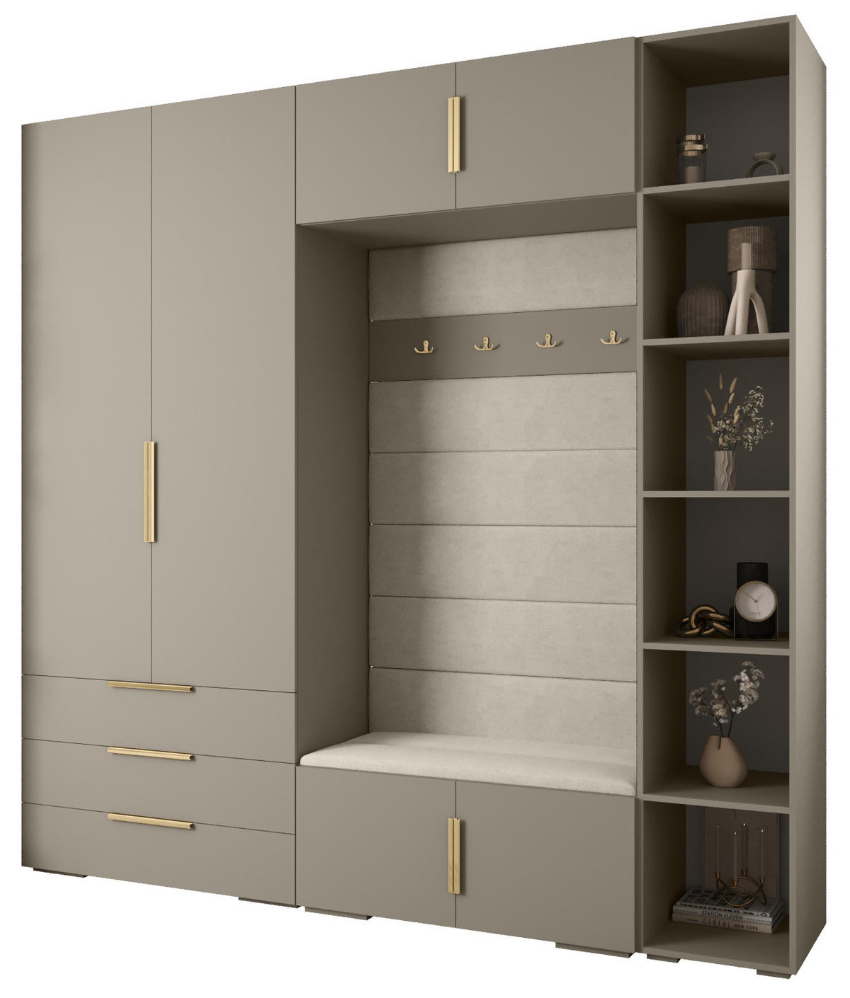 GARDEROBEN-SET 236,7/240/47 - Kaschmir/Goldfarben, Holz/Kunststoff (240/236.7/47cm) - Abiks Möbel