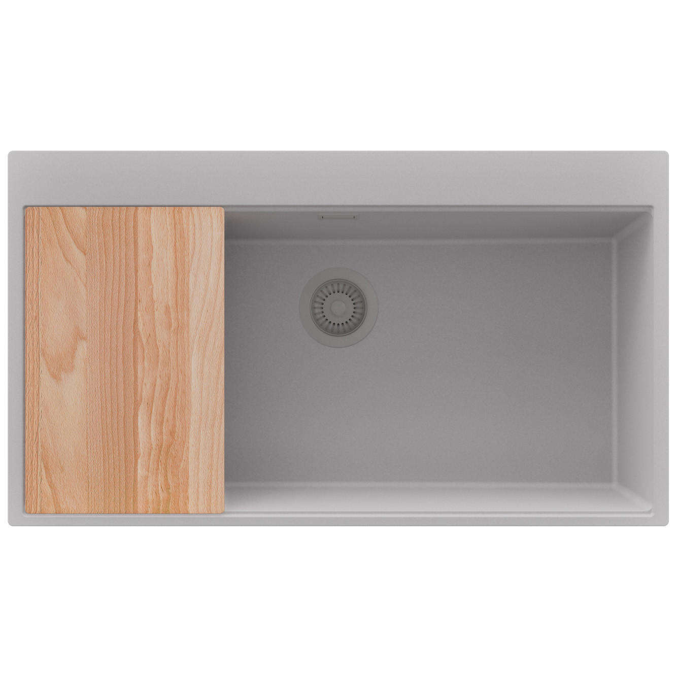 SPÜLBECKEN Oslo, 2-er set Grau 88/50 cm 1 Becken + Ablauf-Set + Schneidebrett ab 90er Unterschrank - Beige/Grau, Kunststoff (88/20/50cm) - Primagran