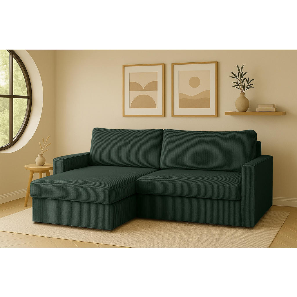 Thumbnail - Kaiser Möbel Ecksofa, Grün, Textil, 3-Sitzer, Füllung: Komfortschaum, L-Form, 224x147 cm, Wohnzimmer, Sofas & Couches, W...