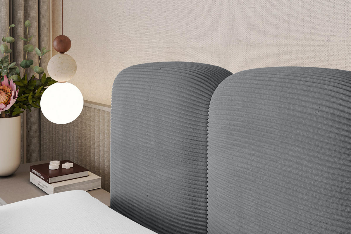 AMERICKÁ postel s matrací H4 a roštem – NINA-Z – 120 × 200 cm – tmavě šedá - šedohnědá, kompozitní dřevo (120/200cm) - ALTDECOR