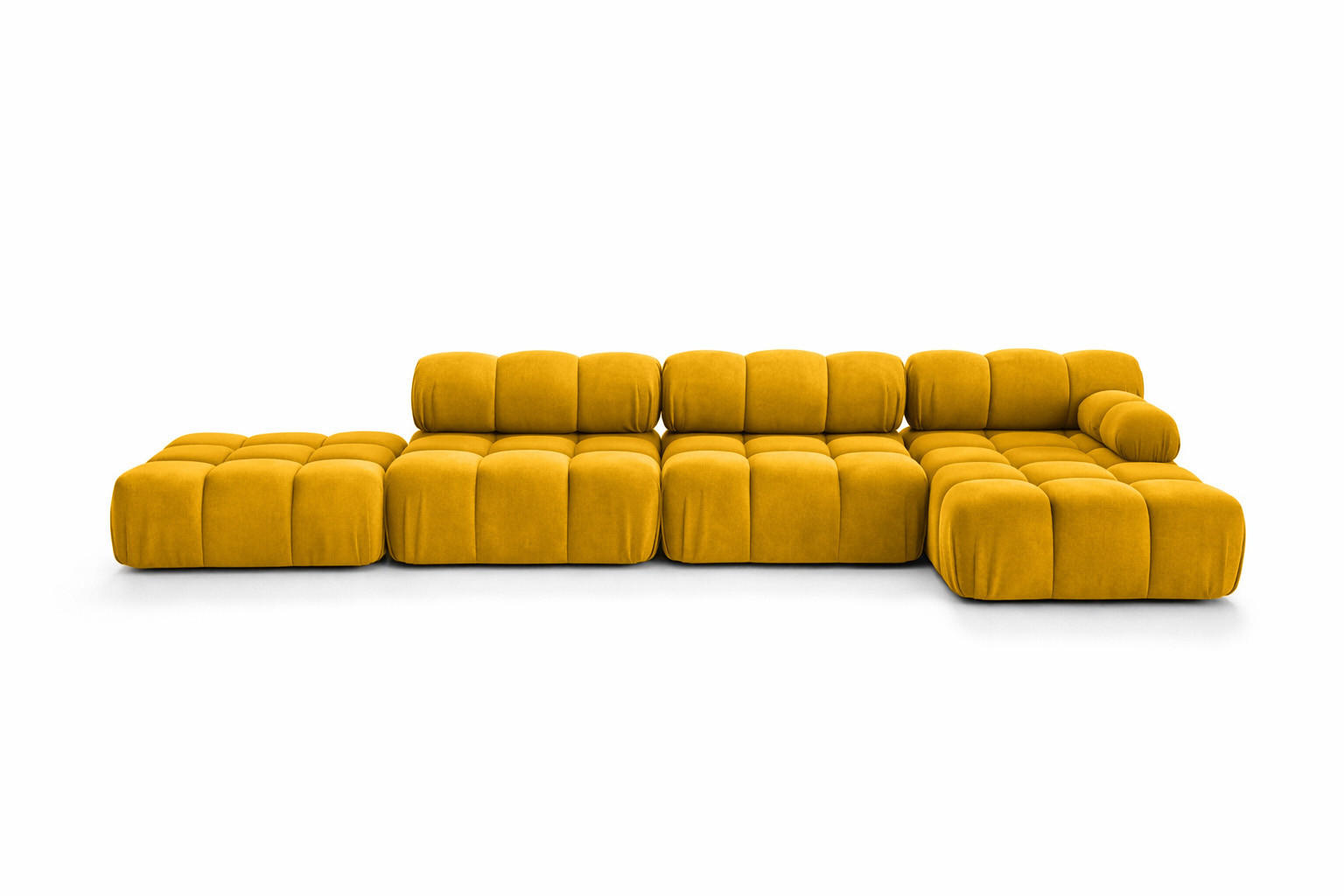 ECKSOFA L-Form XL, Stoff Velours Salvador, Gelb, Rechts, Selia L XL - Gelb, Holz (380/160cm) - Kaiser Möbel