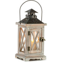 LATERNE Holz Landhausstil 28 cm - Beige, Holz (12.7/28/12.7cm)