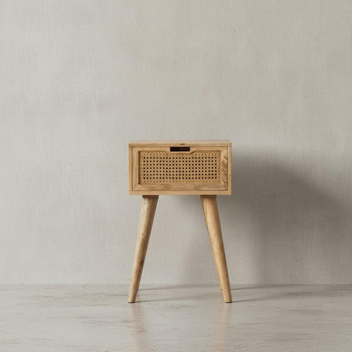 NACHTTISCH – Mango Massivholz/Rattan, 40x60x30 cm, Braun, 1 Schublade, Wiener Geflecht - Braun, Holz (40/60/30cm) - KADIMA DESIGN
