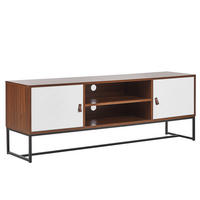 TV-MÖBEL Weiß/Dunkler Holzfarbton/Schwarz Nueva - Dunkelbraun/Schwarz, Holzwerkstoff (150/55/40cm) - Beliani
