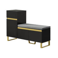 SCHUHSCHRANK DE-37673 120/35/85 cm mit Sitzbank Schwarz - Schwarz, Holzwerkstoff (120/85/35cm) - ComfortXL